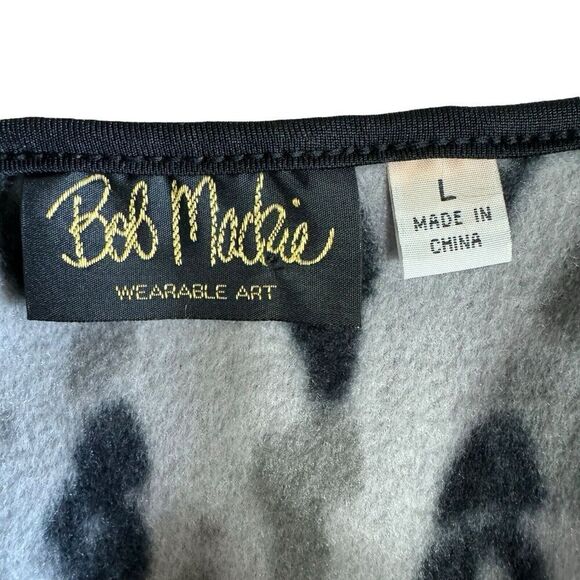Bob Mackie Wearable Art L Fleece Vest Leopard Animal Print Full Zip Cozy Chic - Picture 5 of 8